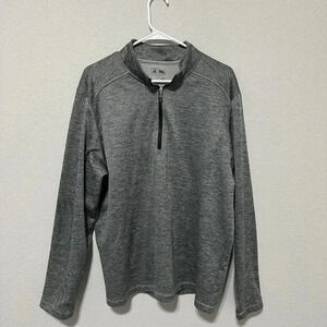 Adidas Brushed Terry Heathered Quarter-Zip Pullover Mens Size Large Grey Heather